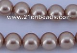 CGL356 5PCS 16 inches 12mm round dyed glass pearl beads wholesale