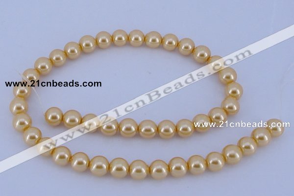 CGL53 10PCS 16 inches 6mm round dyed glass pearl beads wholesale