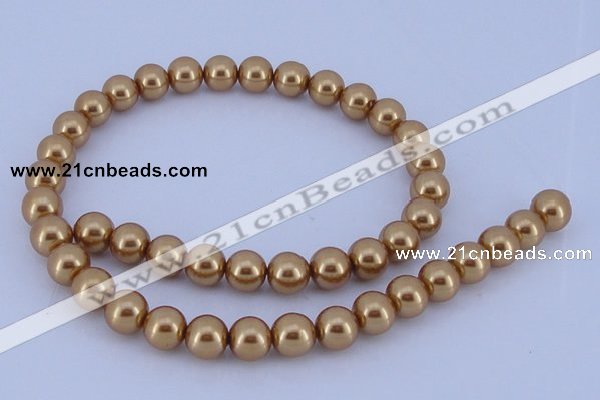 CGL66 5PCS 16 inches 12mm round dyed glass pearl beads wholesale