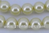 CGL82 10PCS 16 inches 4mm round dyed glass pearl beads wholesale
