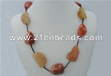 CGN06 20 inches natural red agate nugget beads & braided rope necklaces