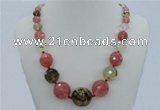 CGN08 20 inches natural faceted round cherry quartz beads necklaces