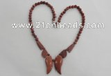 CGN14 18.5 inches round & leaf goldstone beads necklaces