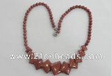 CGN15 18.5 inches round & diamond goldstone beads necklaces