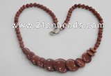 CGN16 18.5 inches round & flat round goldstone beads necklaces