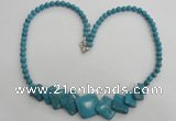 CGN17 18.5 inches round & diamond imitation turquoise beads necklaces