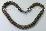 CGN179 20 inches 7*12mm - 9*12mm tyre matte yellow tiger eye necklaces