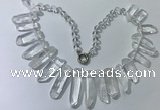 CGN185 23 inches 8*20mm - 11*60mm white crystal stick necklaces