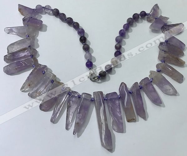 CGN187 23 inches 8*20mm - 11*60mm amethyst stick necklaces