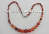 CGN20 18.5 inches round red agate gemstone beads necklaces