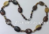 CGN204 22 inches 6mm round & 18*25mm oval mookaite necklaces