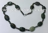 CGN207 22 inches 6mm faceted round & 18*25mm oval agate necklaces