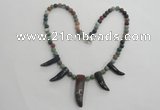 CGN22 18.5 inches round & talon moss agate gemstone beads necklaces