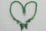 CGN23 18.5 inches round & leaf green jade gemstone beads necklaces