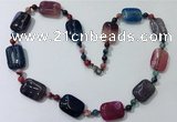CGN241 22 inches 6mm round & 18*25mm rectangle agate necklaces