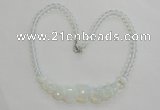 CGN25 18.5 inches round & flat round milky white opal beads necklaces