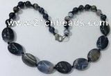 CGN251 20.5 inches 8mm round & 18*25mm oval agate necklaces