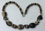 CGN271 18.5 inches 8mm round & 18*25mm oval agate beaded necklaces