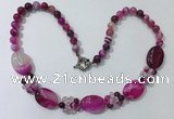 CGN274 18.5 inches 8mm round & 18*25mm oval agate beaded necklaces