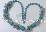 CGN311 27.5 inches chinese crystal & mixed gemstone beaded necklaces