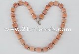 CGN32 18.5 inches 10*10mm cube red aventurine gemstone necklaces