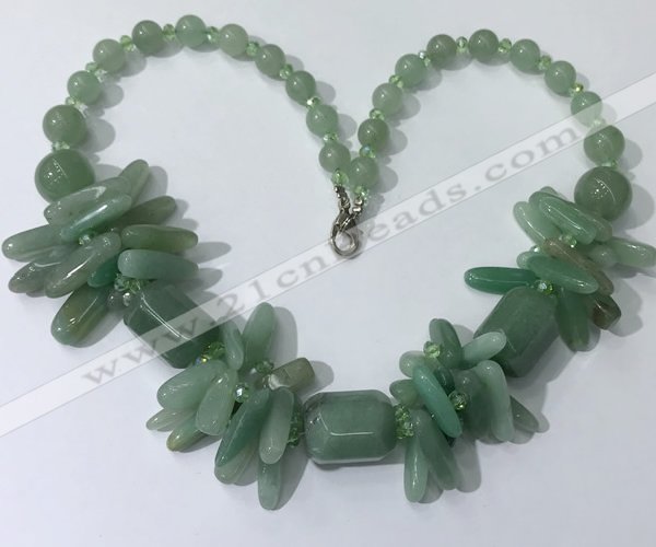 CGN336 20.5 inches chinese crystal & green aventurine beaded necklaces