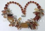 CGN338 20.5 inches chinese crystal & red agate beaded necklaces