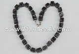 CGN35 18.5 inches 10*10mm cube black labradorite gemstone necklaces