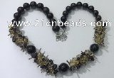 CGN358 19.5 inches chinese crystal & garnet beaded necklaces