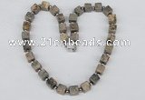 CGN36 18.5 inches 10*10mm cube jasper gemstone necklace jewelry