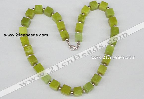 CGN37 18.5 inches 10*10mm cube lemon jade gemstone necklace jewelry