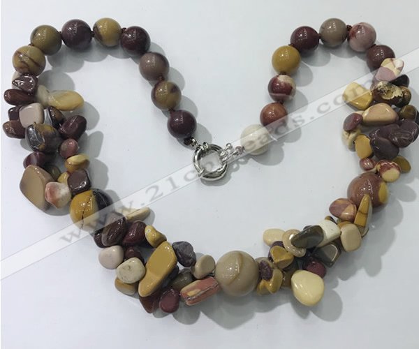 CGN374 19.5 inches round & chips mookaite beaded necklaces