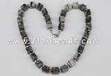 CGN39 18.5 inches 10*10mm cube black water jasper gemstone necklaces
