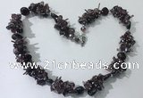 CGN407 19.5 inches chinese crystal & garnet chips beaded necklaces