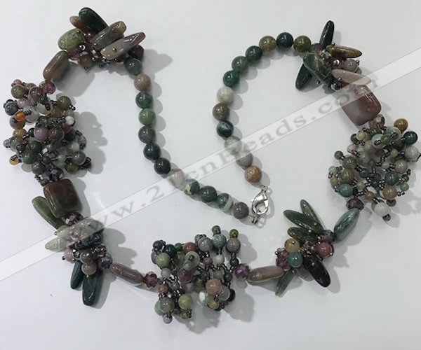 CGN453 25.5 inches chinese crystal & Indian agate beaded necklaces