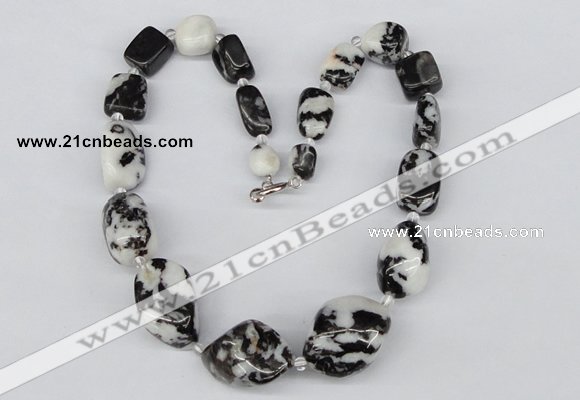 CGN46 18.5 inches 10*12mm � 20*30mm nuggets zebra jasper necklaces