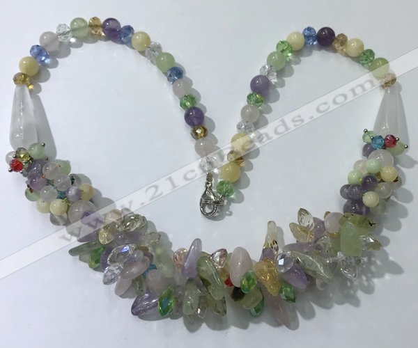 CGN460 22 inches chinese crystal & mixed quartz beaded necklaces