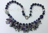 CGN487 21.5 inches chinese crystal & striped agate beaded necklaces