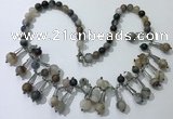 CGN495 21 inches chinese crystal & striped agate beaded necklaces