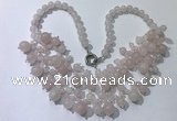 CGN555 19.5 inches stylish 4mm - 12mm rose quartz beaded necklaces
