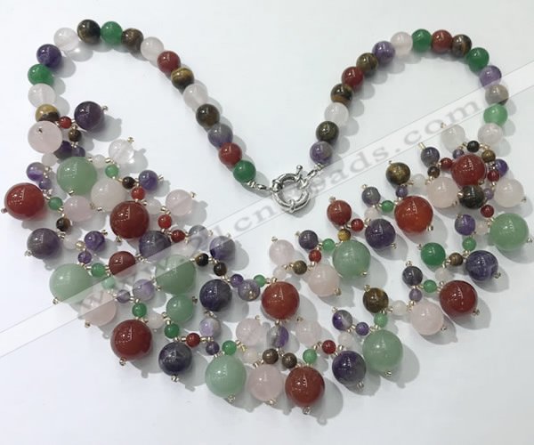 CGN567 19.5 inches stylish 4mm - 12mm mixed gemstone beaded necklaces