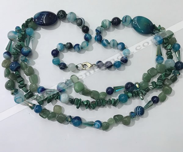 CGN684 23.5 inches chinese crystal & mixed gemstone beaded necklaces