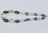 CGN79 18.5 inches 13*18mm � 25*30mm nuggets white & smoky quartz necklaces
