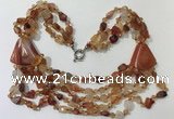 CGN790 23.5 inches stylish red agate nuggets necklaces