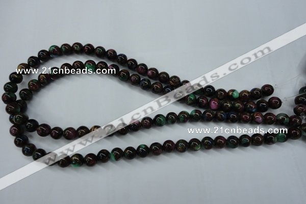 CGO03 15.5 inches 8mm round gold multi-color stone beads