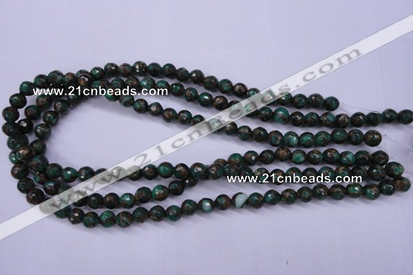 CGO113 15.5 inches 10mm faceted round gold green color stone beads