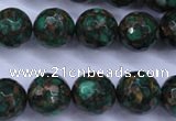 CGO116 15.5 inches 16mm faceted round gold green color stone beads