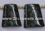 CGO155 Top-drilled 22*28mm trapezoid gold green color stone beads