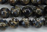 CGO167 15.5 inches 18mm round gold blue color stone beads