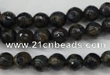 CGO172 15.5 inches 8mm faceted round gold blue color stone beads